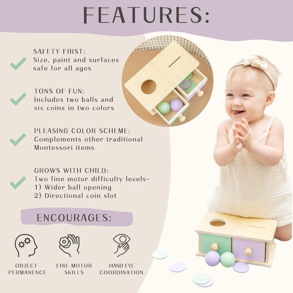 Juguete clasificador de formas de madera Montessori 2 en 1, motor fino y permanencia de objetos 1-3 años Foto 4 de 4