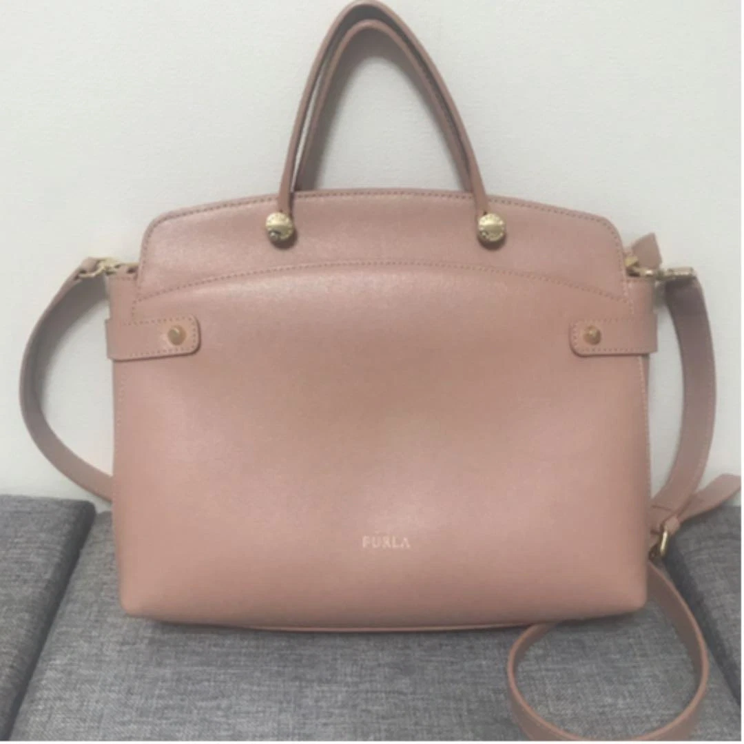 FURLA Agata Satchel Saffiano Leather 2Way Tote Shoulder Bag
