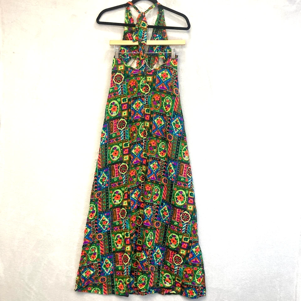 Vestido maxi vintage de los años 60 / 70 de Royal Hawaiian XS con patchwork floral para playa Foto 2 de 4