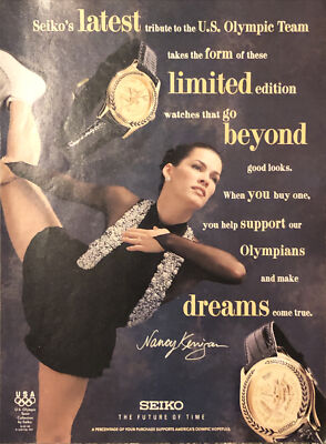 1993 Nancy Kerrigan Seiko Watch VTG 1990s 90s PRINT AD Olympic