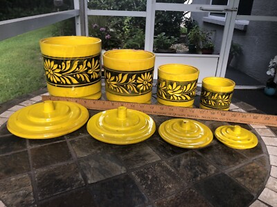 60s Vintage yellow Space Age 花器 レトロ 陶器 Fab Vintage 1960 MC Holt Howard Mustard Yellow Italian Pottery