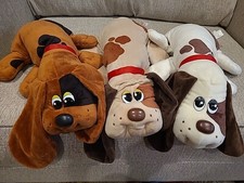 Hasbro Pound Puppies Lot Of 3 Puppies Beige, Tan  Rust Brown. 18" Plush. 2019