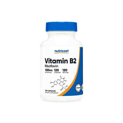 Nutricost Vitamin B2 (Riboflavin) 100mg SALE, 120 Caps GF - EXP 10/2026