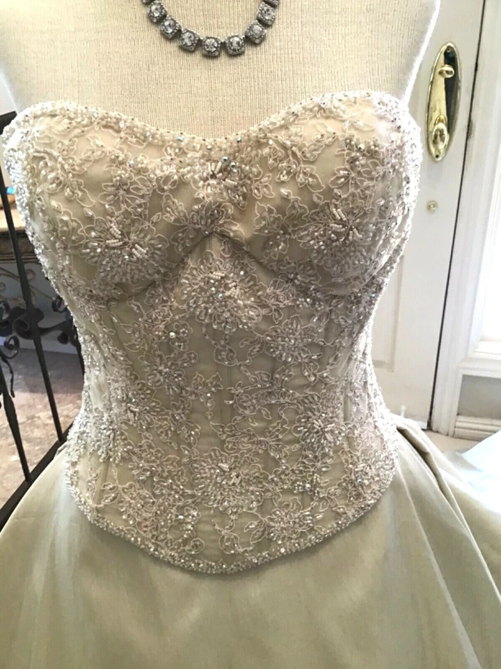 DEMETRIOS новый свадебное платье свадебное платье бюстье корсет тафта золото 8 - Изображение 4 из 4