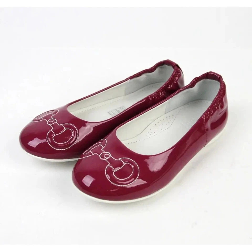 Gucci Kids Magenta Patent Leather Horsebit Stitch Ballet Flat 30/US 12.5 297467 - Image 2 of 4