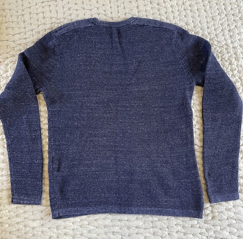 Michael Kors Mens M Blue Waffle-Knit Long Sleeve Crew Neck Pullover Sweater - Picture 3 of 7