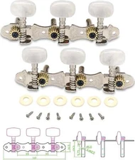 Acoustic Guitar Tuning Pegs Machine Heads Knobs Parts Chrome 3R 3L Semi-Closed