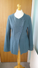Noa Noa Boiled Wool Jacket Size L Blue Embroidered Coat Unlined Smart Retro