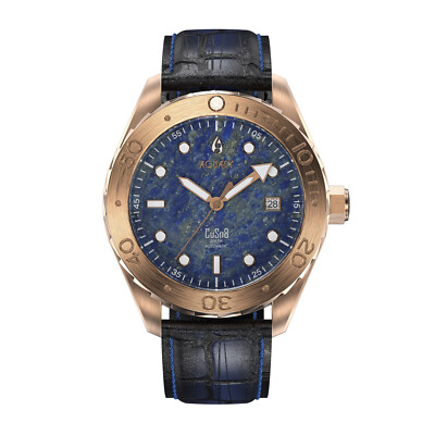 Aquacy Bronze CuSn8 Men's Lapis Lazuli Stone Dial Watch Automatic 200M Miyota