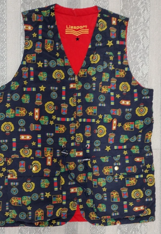 Vintage LIZ SPORT 1990s Bomber Vest Puffer Pockets L MILITARY NAUTICAL UNISEX - Image 4 of 4