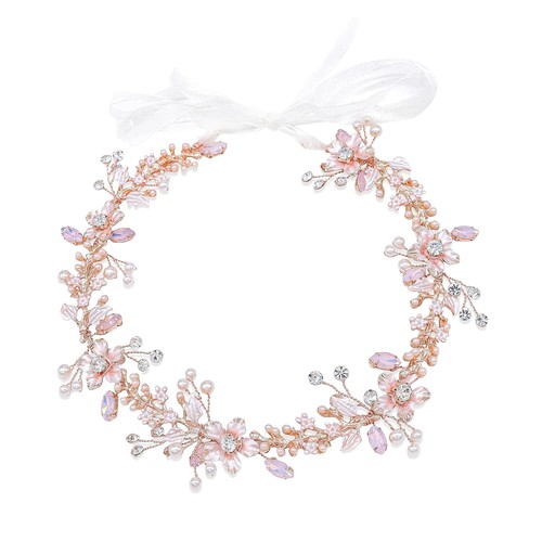 PINK PEWTER Stretch Headband with Golden Rhinestones and 