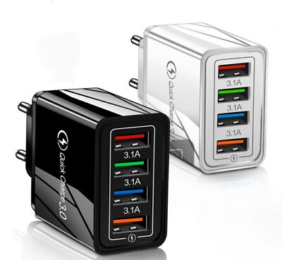 Schnell Ladegerät Stecker 4x USB Port 5V-3A Netzteil Adapter Für Handy Tablet