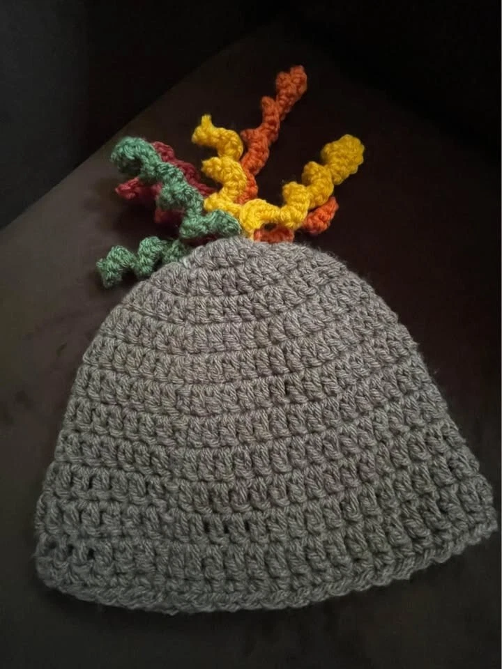 Crochet Thanksgiving Turkey Beanie Hat Toddler Handmade One Size - Image 2 of 2
