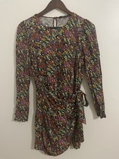 Zara Multicolor Long Sleeve Mini Summer Dress Size-M