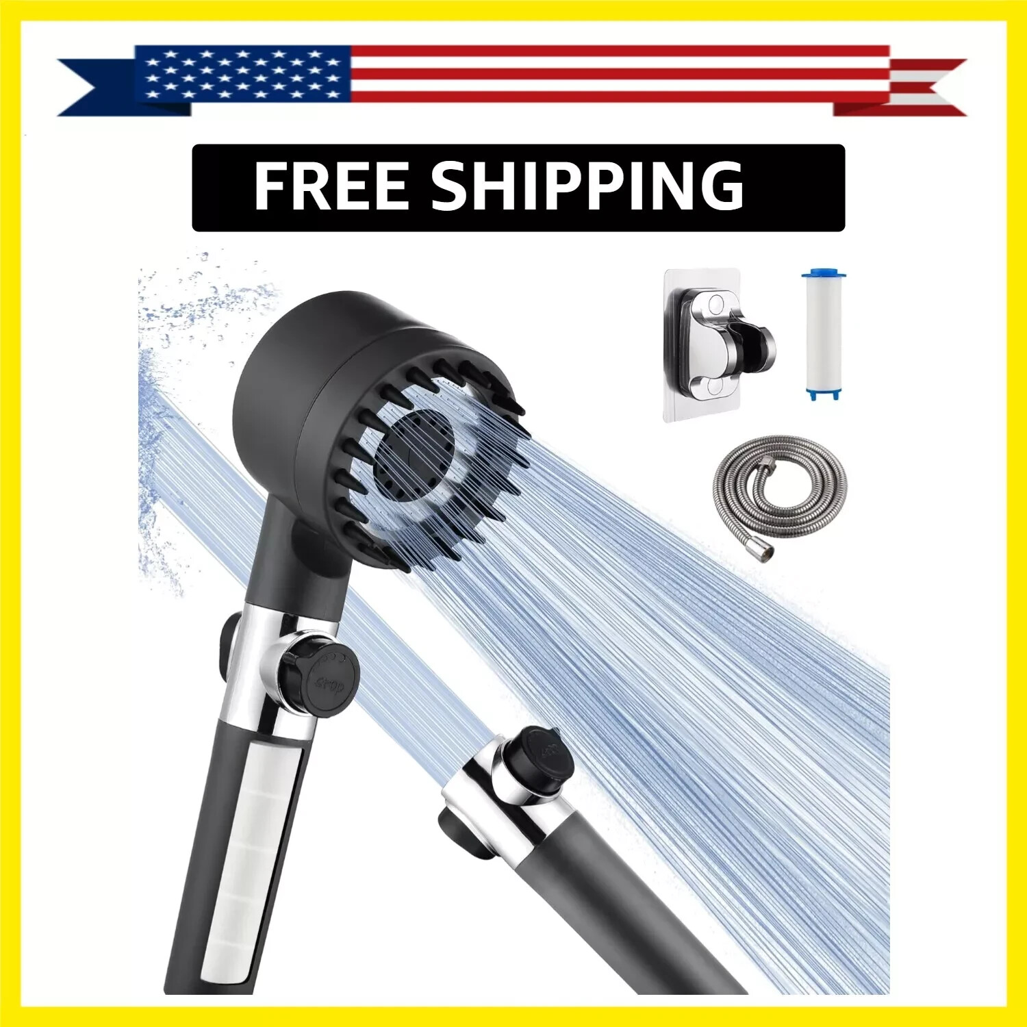 Drivse Iondrops Showerhead with Filters for Hard Water Handheld off Switch
