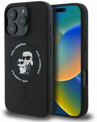 Karl Lagerfeld Silicone Karl and Choupette Hardcase for iPhone 16 Pro Max Black