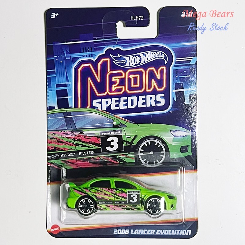 EVOエンジン ジュニアカート Mattel Hot Wheels 2025 Neon Speeders #3 2008 Lancer Evolution *New