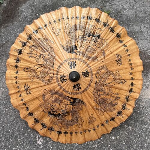 ✨Vintage 1940’s Bamboo Japanese Parasol - Paper Umbrella - RARE - MCM✨ - 第 1/14 張圖片