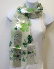 Fancy Clover Shamrock Candy Striped St Patrick s Day Scarf 60 Long