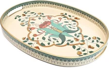Oval Plastic Serving Tray with Handles, Elegant Decorative Tray for Coffee Table