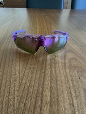 Oakley Sport Sunglasses Purple Frame Mirrored Lens Wrap Adjustable Nose Pads