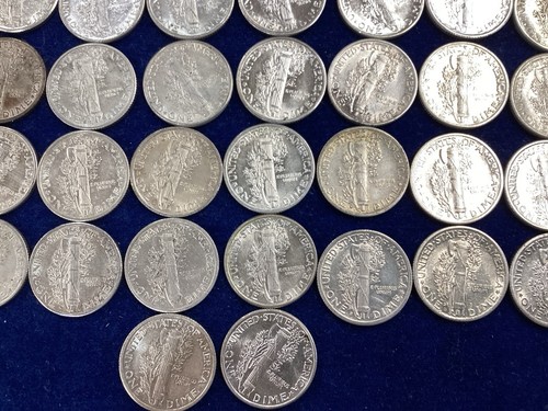 1940's Mercury Silver Dime Mixed XF-AU Roll of 50 Coins E1773 - Picture 17 of 19