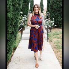 NWT GAP Blue and Brown Tiered Midi Dress XXL Tall