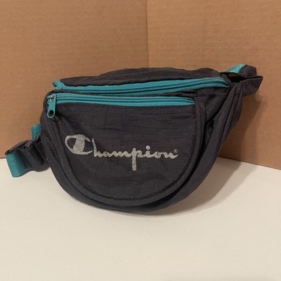 Champion Vintage Waist Fanny Pack Teal & Black Adult Size Sporty 