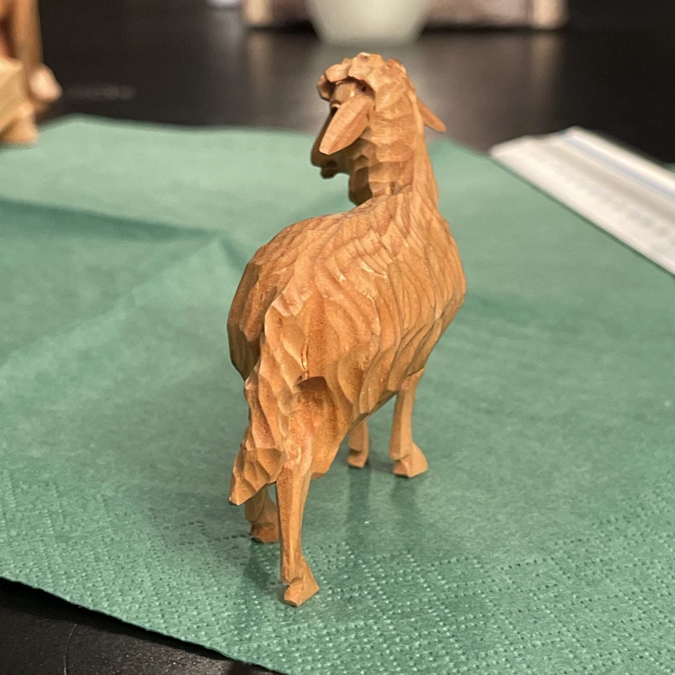 Krippenfigur Schaf Echtholz Oberammergau Holz Geschnitzt 7 cm Neu - Bild 2 von 4