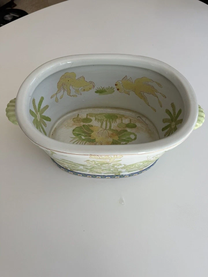 PLANTADORA DE BAÑO DE PIES VERDE PORCELANA 13" DE LARGO Foto 2 de 4