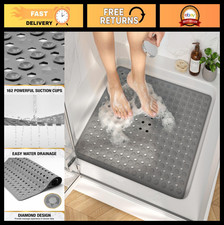 Anti-Slip Shower Mat 21x21 Inch, Non-Slip Bath Mat with Suction Cups Drain Hol