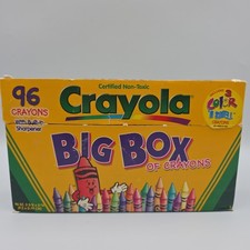 Crayola Big Box 96 Crayons 1997 Built In Sharpener w/ 3 Color n Smell GUC