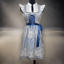 New Small Oktoberfest Powder Blue Lace Dirndl Dress Bavarian German Trachten