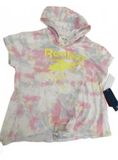 Reebok Girls Tie Dye Hooded T Shirt Top Neon Logo Age 13-14 Years BNWT