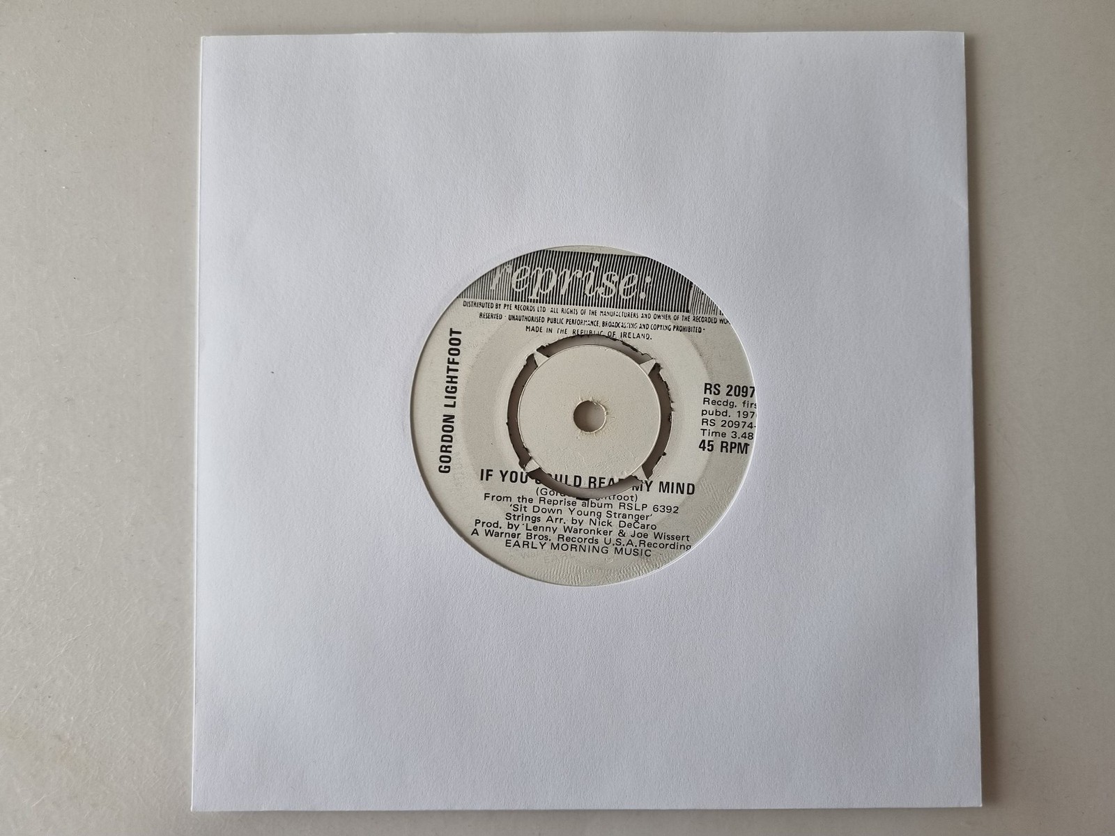 Gordon Lightfoot - If you could read my mind 7'' Vinyl Ireland