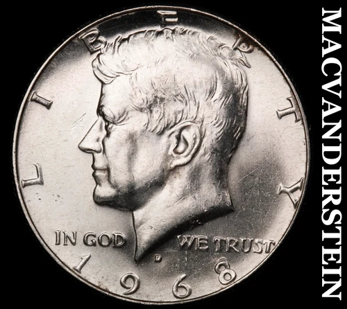 1968-D Kennedy Half Dollar- Silver- Choice Gem Brilliant Uncirculated+++ #i9269