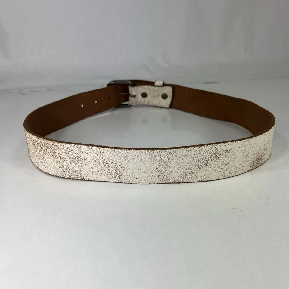 Cinturón de cuero genuino blanco envejecido - para mujer talla 30 Foto 4 de 4