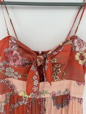 ZIMMERMANN Lola Tie Front Midi Dress Bow Floral Orange Cotton Viscose