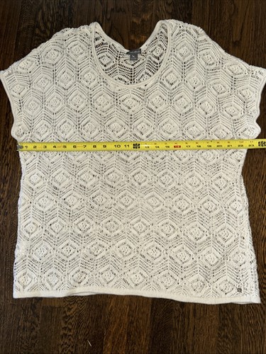 Eddie Bauer Women’s Open Weave Sweater Linen Cotton Crocheted 2XL Boho Beach - Picture 4 of 5