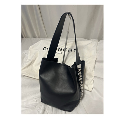 Givenchy Black Bucket Bag, Silver Chain Hardware, Removable Pouch, Dust Bag