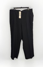 NEW Alfred Dunner Womens 18 Pull-on Pants Black Elastic Waist Flat Front Pockets