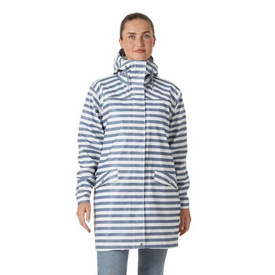 Women's W Moss Rain Coat, Navy Stripe, M