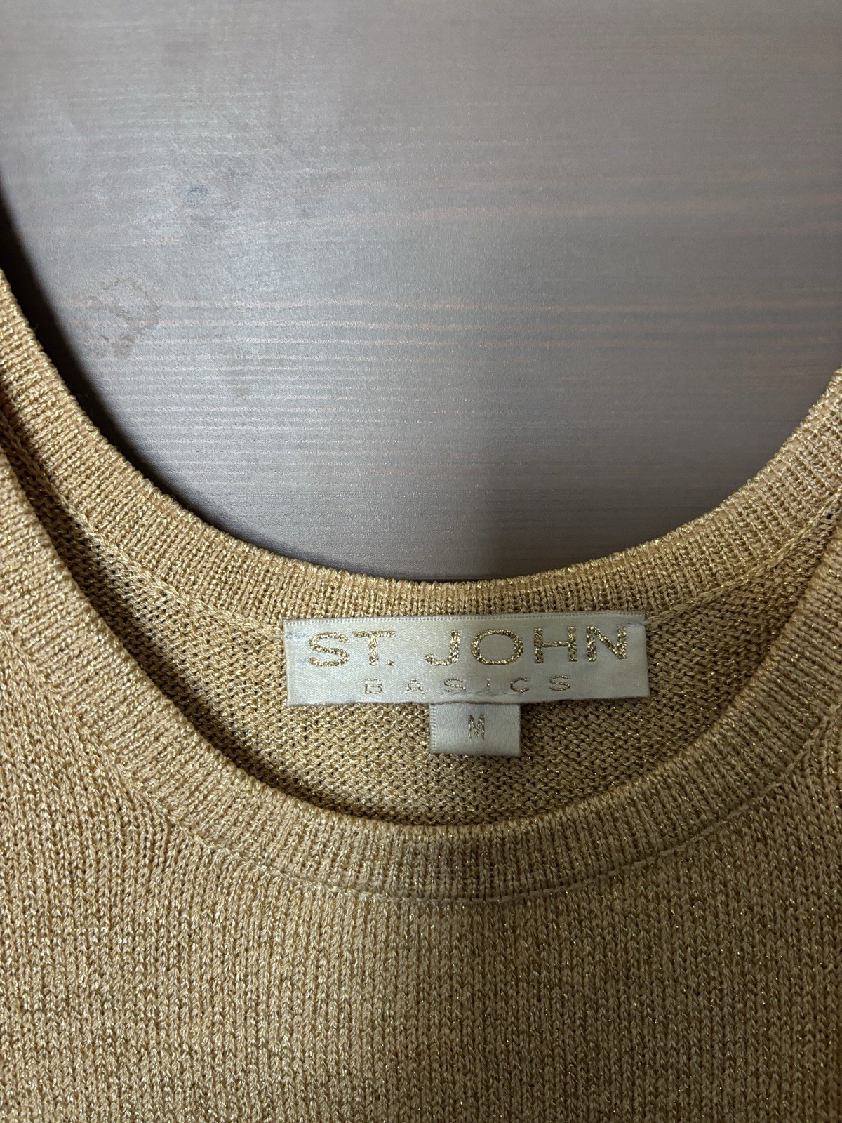 ST. JOHN Women's Basic Solid Gold Metallic Knit S… - image 3
