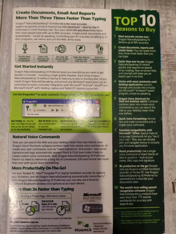 Dragon NaturallySpeaking 10 Preferred Speech Recognition Software with Headset - Image 2 of 3