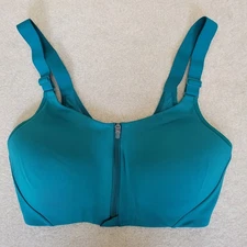 All In Motion Size 34D Zip Front Sports Bra Adjustable Straps High Support 