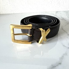 Vintage Paloma Picasso Women  s Brown Leather Belt Gold Buckle Size L /80