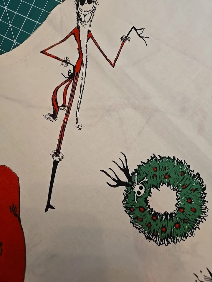 DISNEY NIGHTMARE BEFORE CHRISTMAS JACK SALLY FABRIC Cotton 2+ Yards X 44" Skull - Image 2 of 4