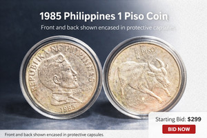 1985 Philippines 1 Piso Coin – José Rizal / Tamaraw – Republic Issue