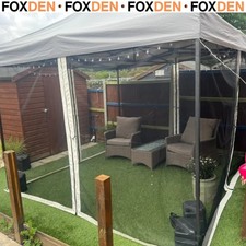 302 x 207cm Universal Replacement Gazebo Mesh Netting Screen Walls White