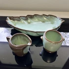 Frankoma Pottery Vintage Sugar Bowl And Creamer And Leaf Dish Collection